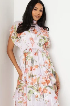 Floral Print High Low Hem Maxi Dress
