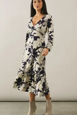 Floral Print Jersey Wrap Dress