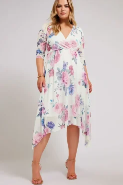 Floral Print Mesh Wrap Dress