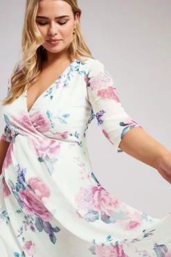 Floral Print Mesh Wrap Dress
