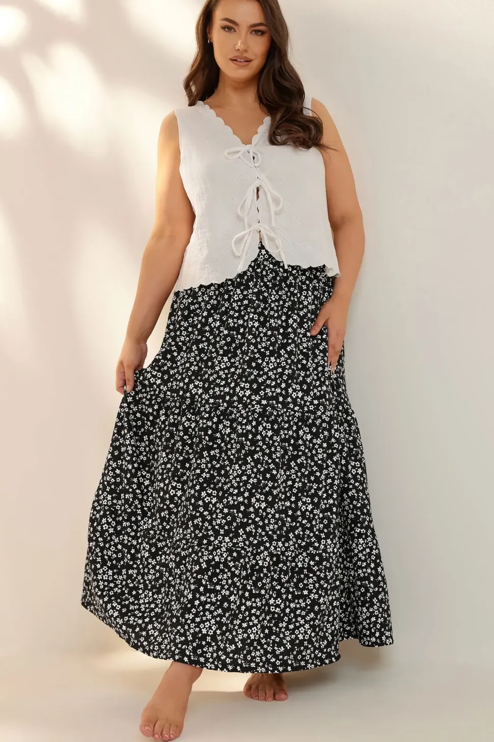 Floral Print Midaxi Skirt
