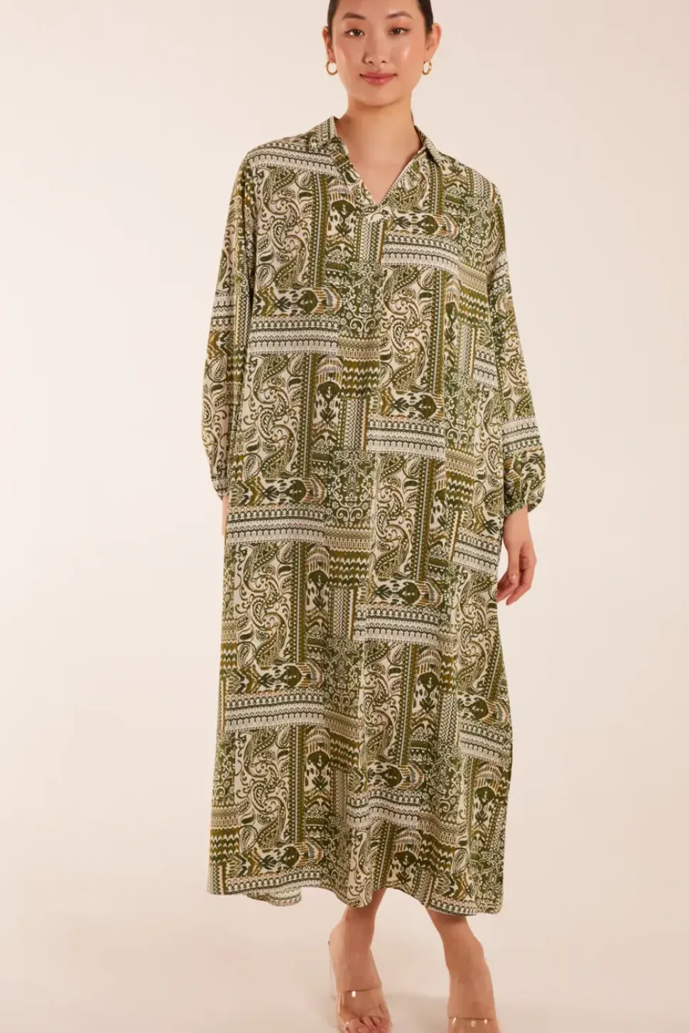Floral Print Midi Shirt Dress