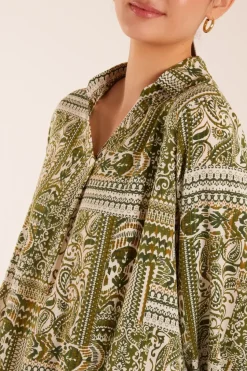 Floral Print Midi Shirt Dress