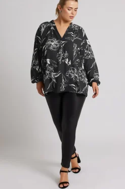 Floral Print Pleated Blouse