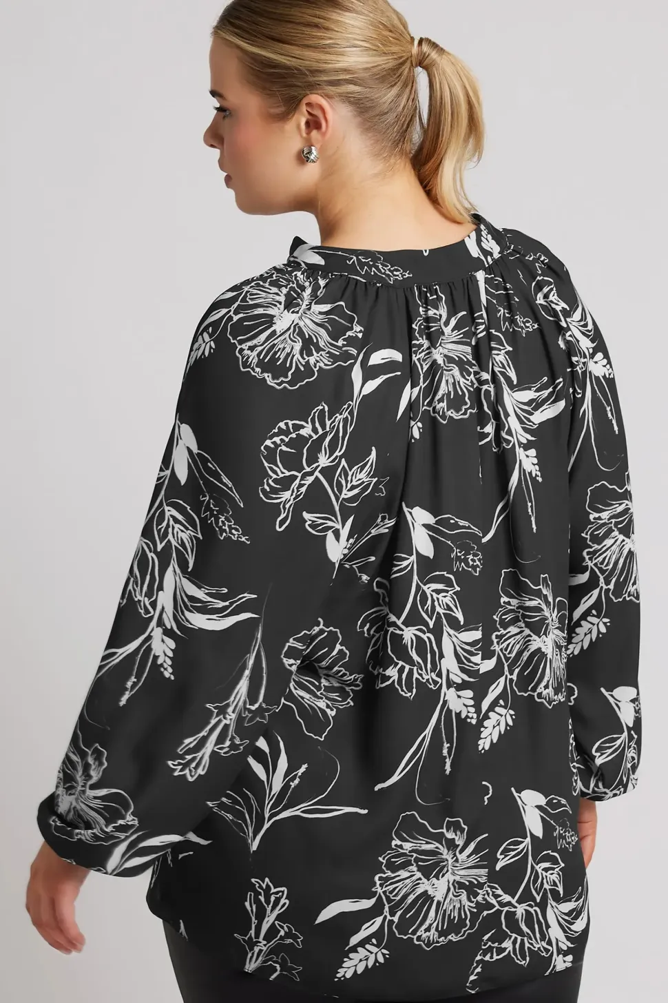 Floral Print Pleated Blouse