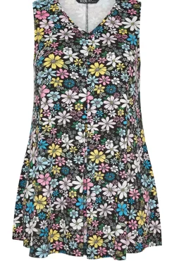 Floral Print Pleated Swing Vest Top