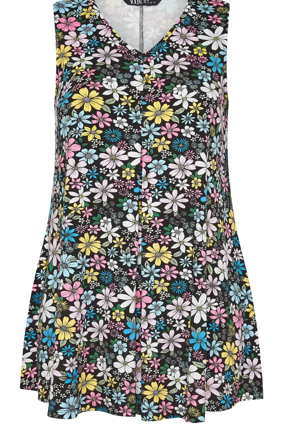 Floral Print Pleated Swing Vest Top