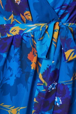 FLORAL PRINT RUFFLE MIDI DRESS