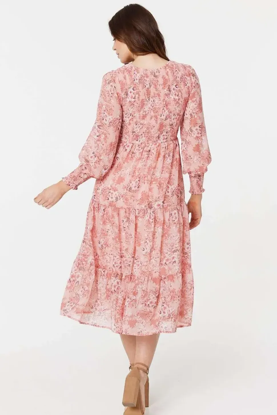 Floral Print Smocked Midi Dress
