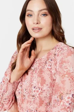 Floral Print Smocked Midi Dress