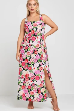 Floral Print Square Neck Maxi Dress
