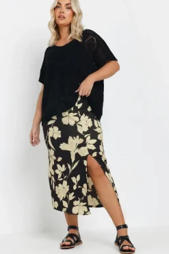 Floral Print Textured Maxi Skirt