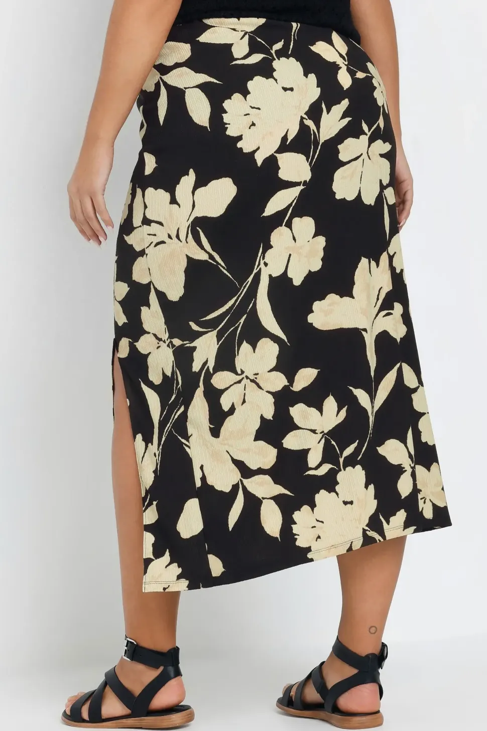 Floral Print Textured Maxi Skirt