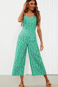 Floral Print Tie Back Culotte Jumpsuit
