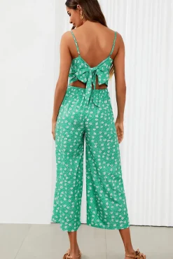 Floral Print Tie Back Culotte Jumpsuit