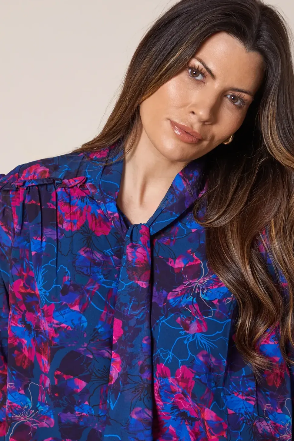 Floral Print Tie Front Blouse