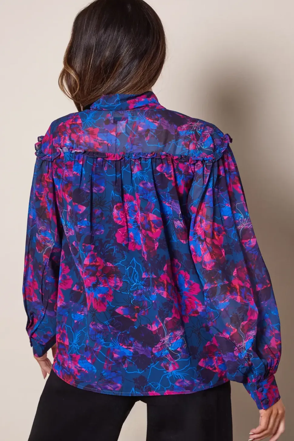 Floral Print Tie Front Blouse