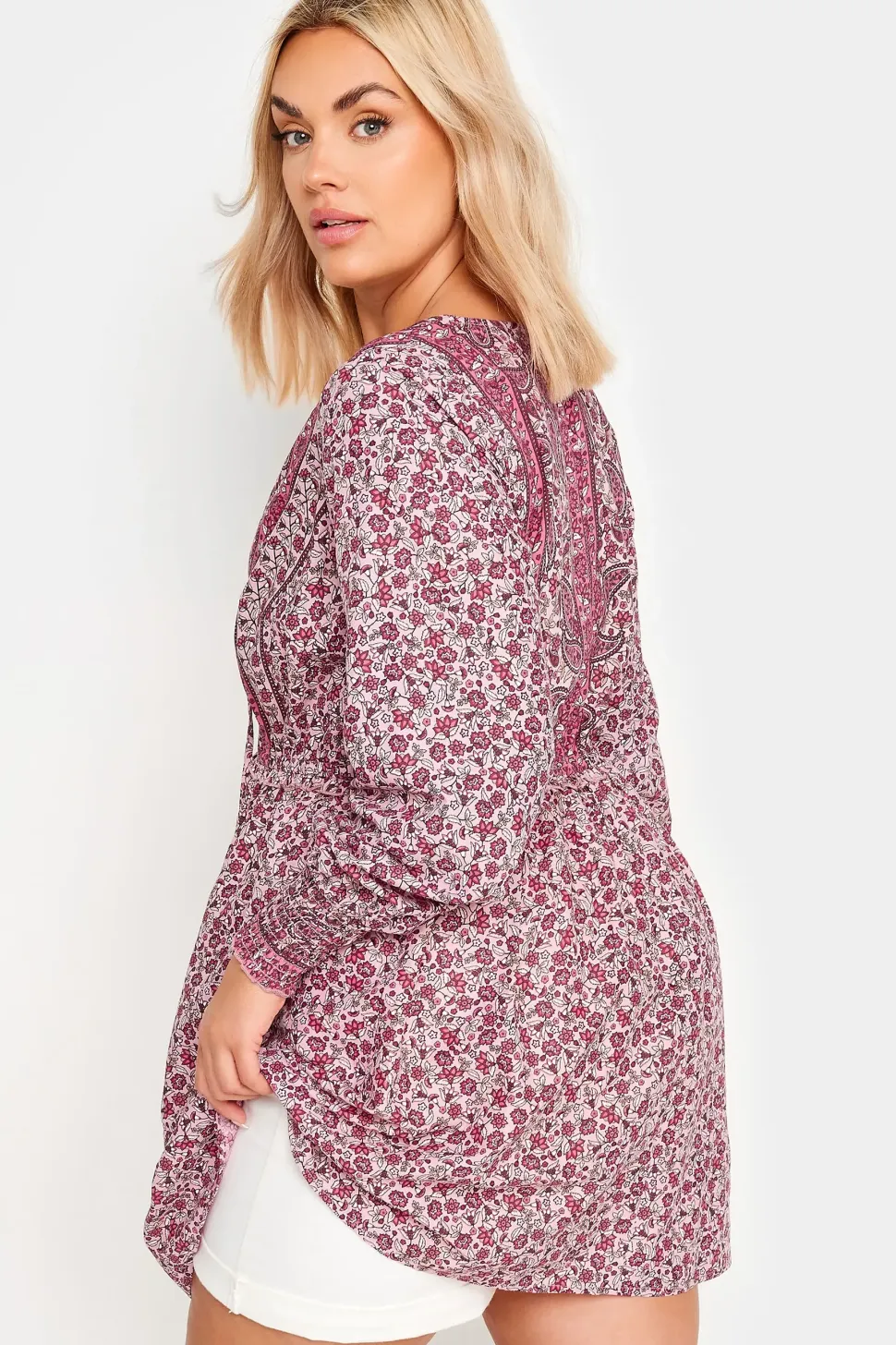 Floral Print Tie Neck Blouse