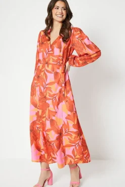 Floral Print Wrap Midi Dress
