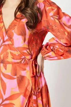Floral Print Wrap Midi Dress