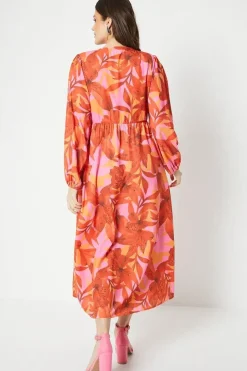 Floral Print Wrap Midi Dress