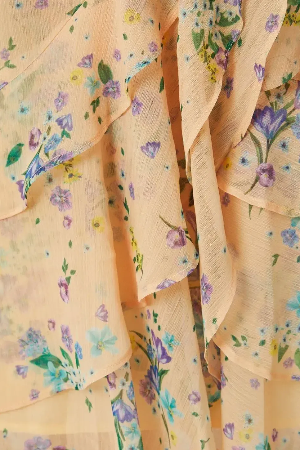 Floral Ruffle Drop Hem Maxi Dress