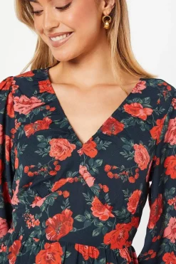 Floral Ruffle Hem Midi Dress