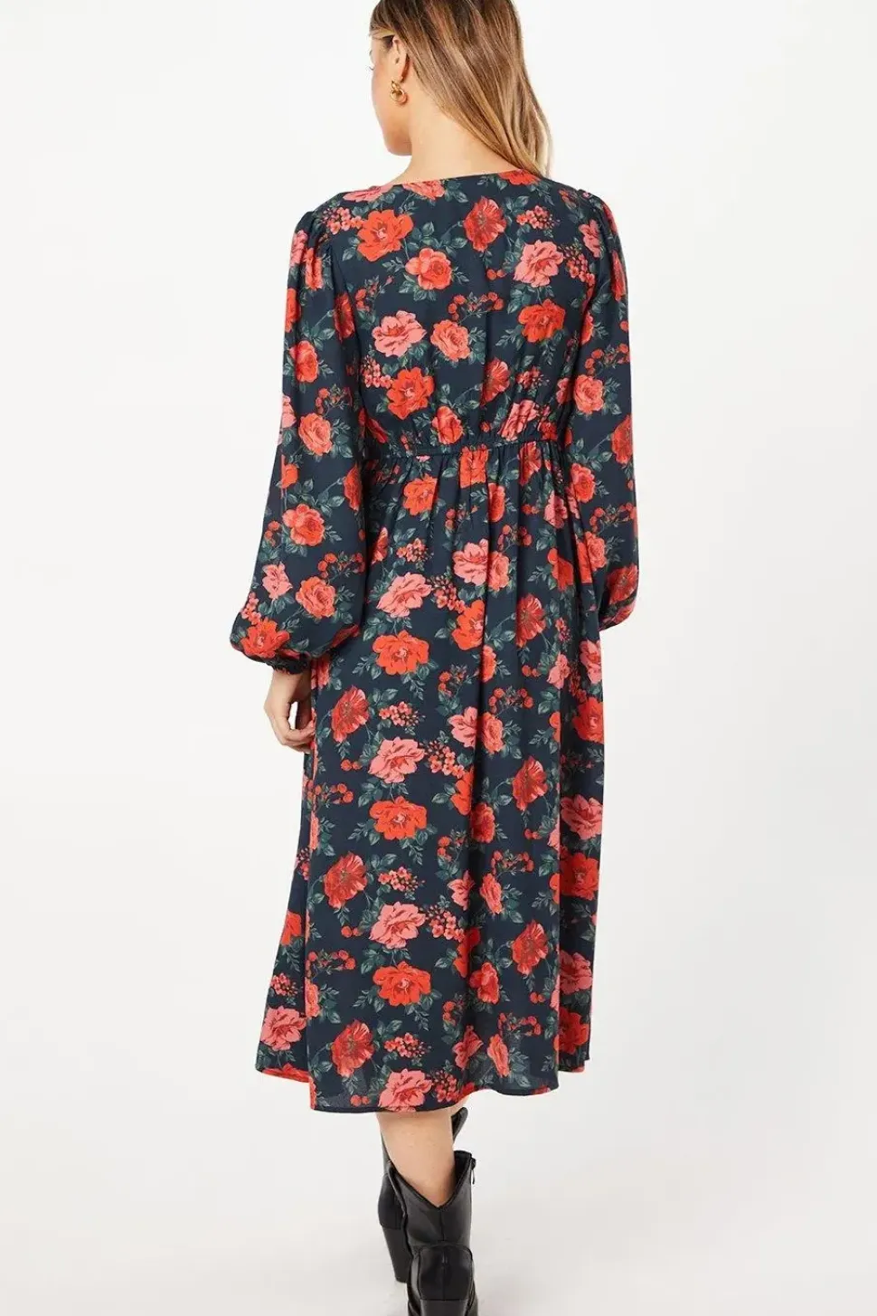 Floral Ruffle Hem Midi Dress