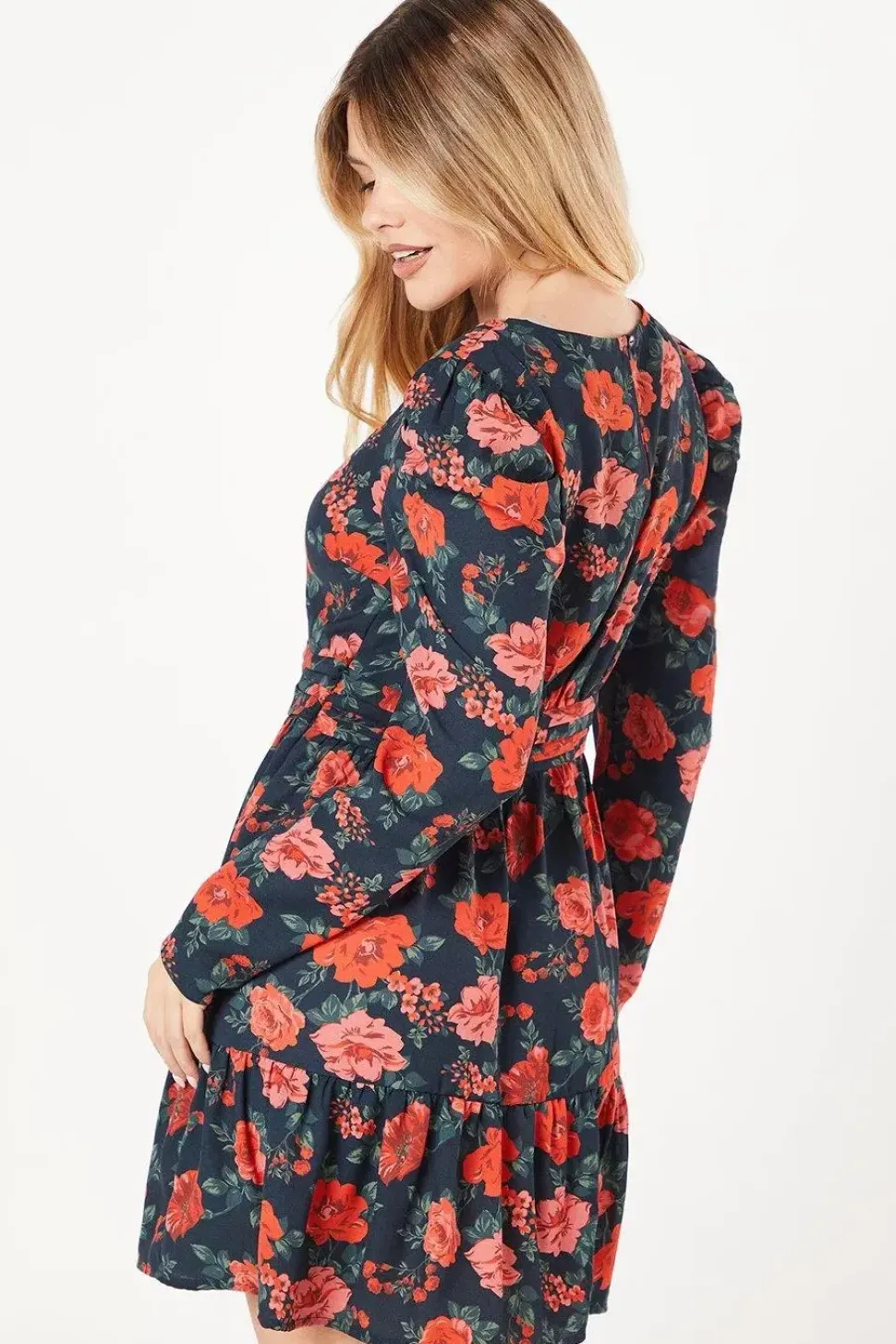 Floral Ruffle Hem Mini Dress
