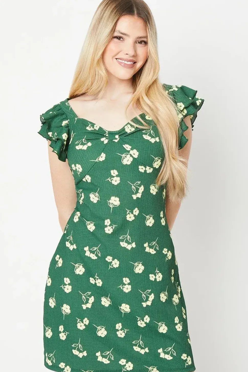 Floral Ruffle Sleeve Mini Dress