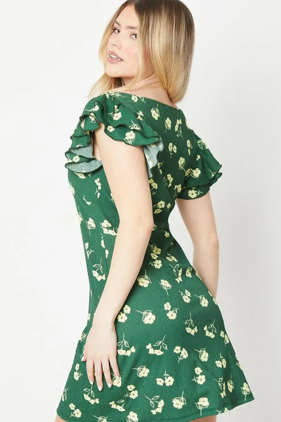 Floral Ruffle Sleeve Mini Dress