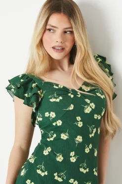 Floral Ruffle Sleeve Mini Dress