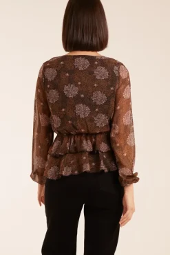 Floral Ruffle Wrap Blouse