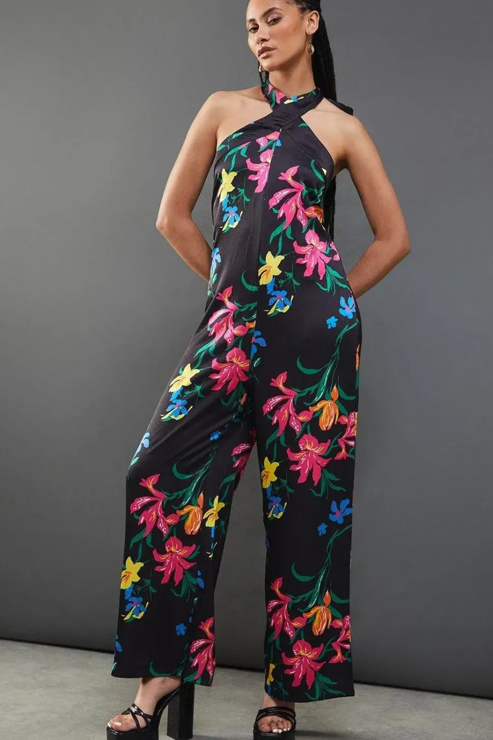 Floral Satin Halterneck Jumpsuit