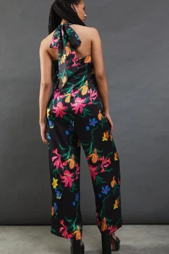 Floral Satin Halterneck Jumpsuit