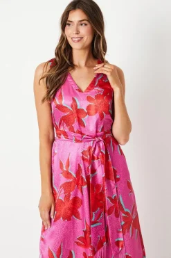 Floral Satin Jacquard Sleeveless Jumpsuit