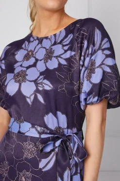 Floral Satin Midi Dress