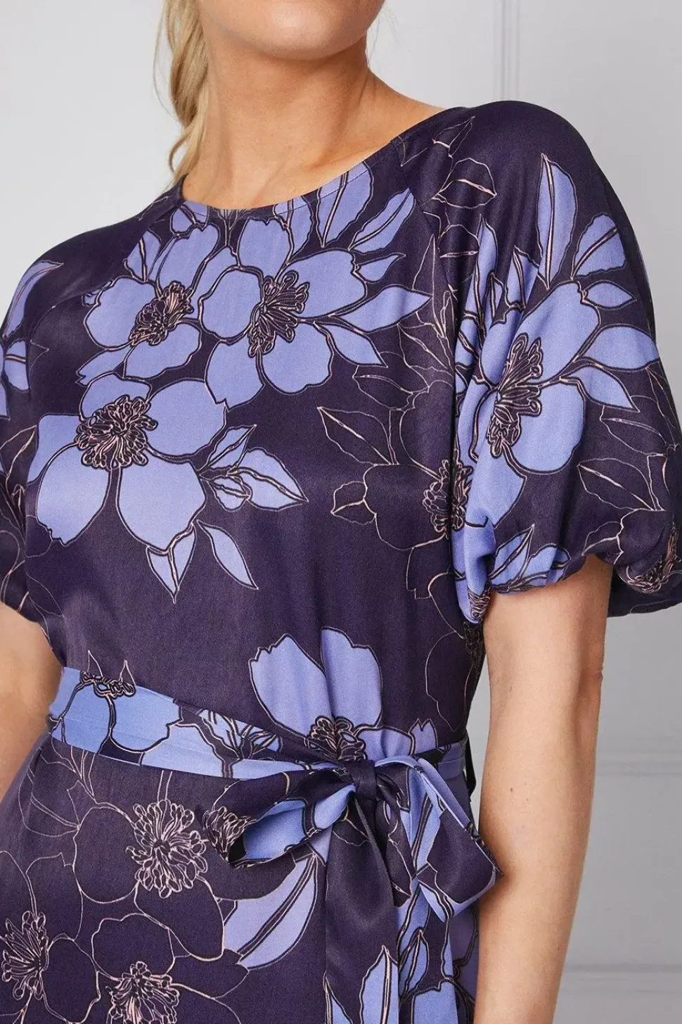 Floral Satin Midi Dress