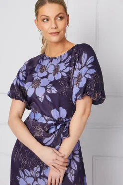 Floral Satin Midi Dress
