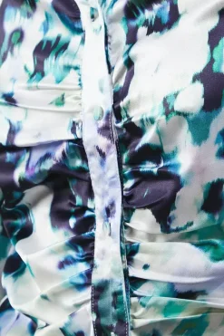 Floral Satin Ruched Front Shirt