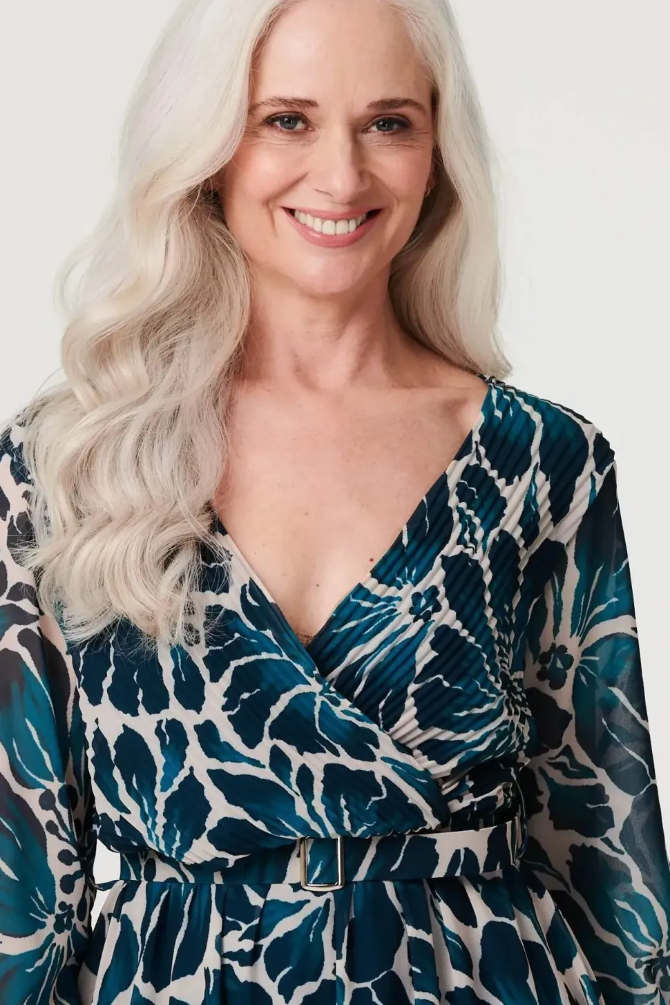 Floral Semi Sheer V-Neck Midi Dress
