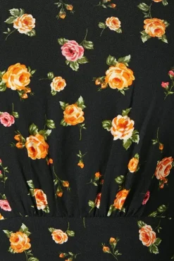Floral Shirred Cuff Midi Dress