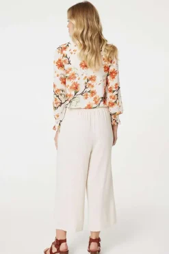 Floral Shirred High Neck Blouse