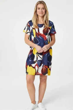 Floral Short Sleeve Shift Dress