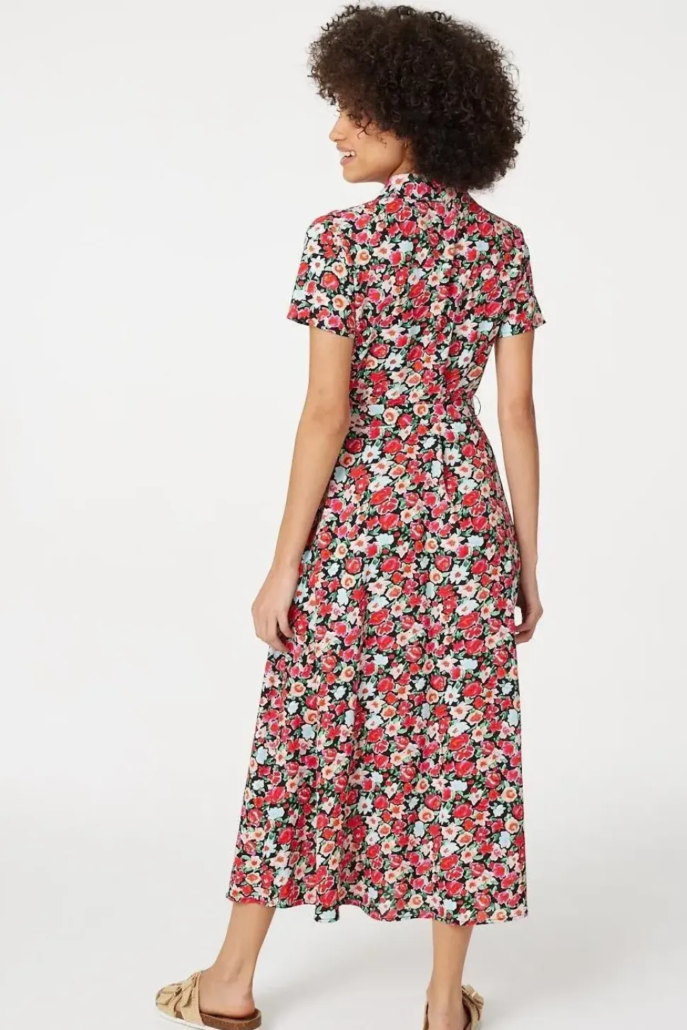 Floral Short Sleeve Shirt Dress
