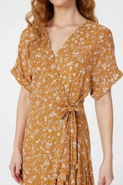 Floral Short Sleeve Wrap Dress