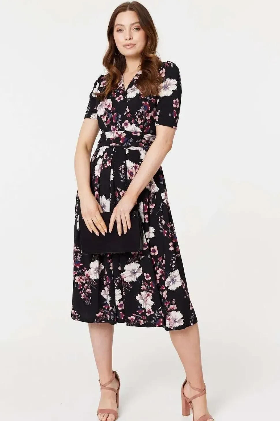 Floral 1/2 Sleeved Midi Dress