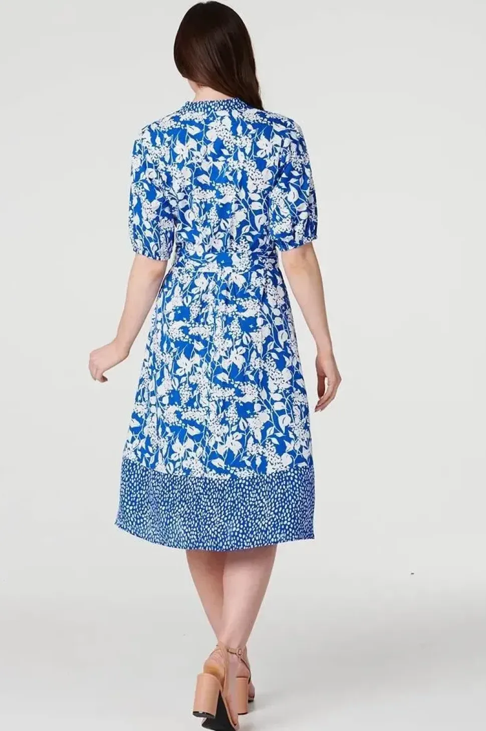 Floral 1/2 Sleeve Midi Shirt Dress