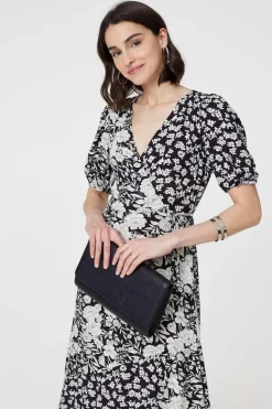 Floral 1/2 Sleeve Midi Wrap Dress