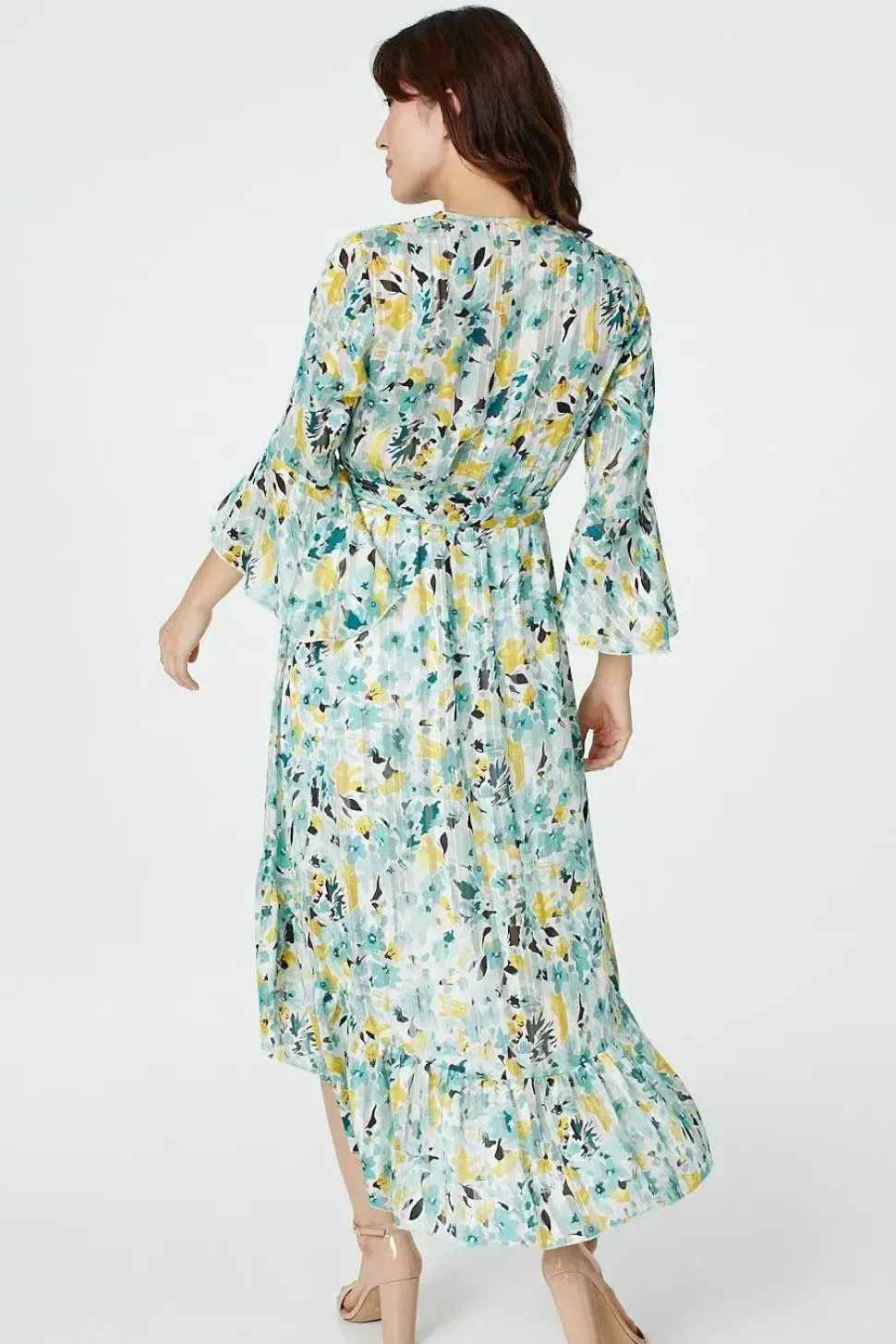 Floral 3/4 Sleeve Wrap Dress